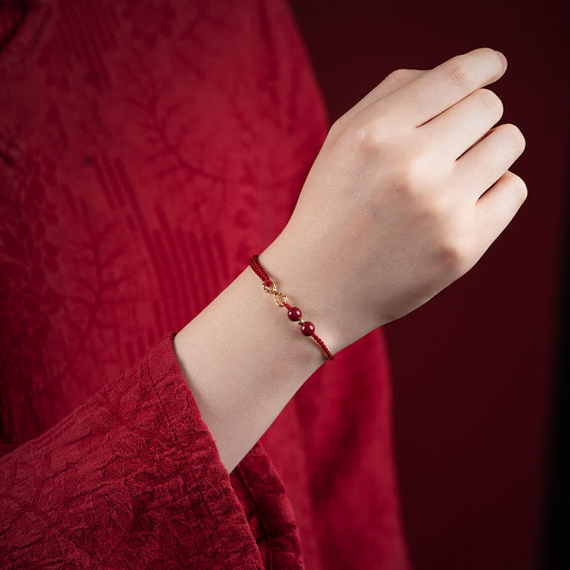 Wear FengShui Cinnabar Blessing Red String Golden Infinity Symbol Bracelet Anklet