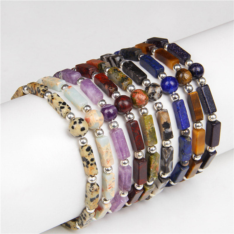 Wear FengShui Natural Crystal Amethyst Tiger Eye Spiritual Balance Bracelet