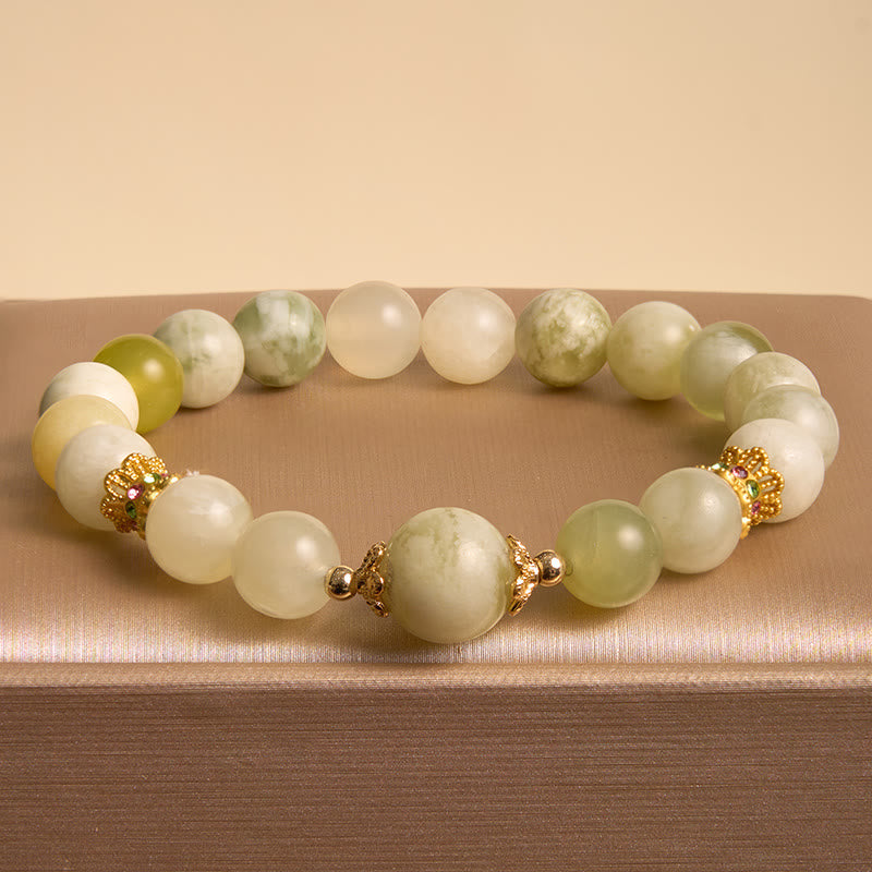 Wear FengShui Green Grape Color Jade Abundance Bracelet