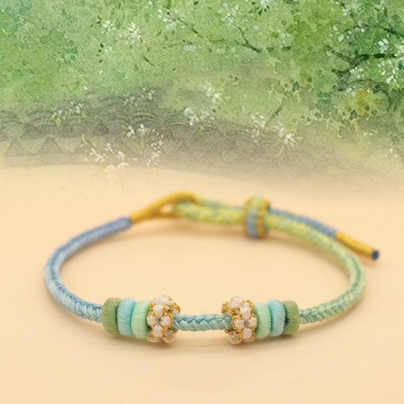 Wear FengShui Handmade Eight Thread Peace Knot Peach Blossom Knot Luck Rope Braided Bracelet