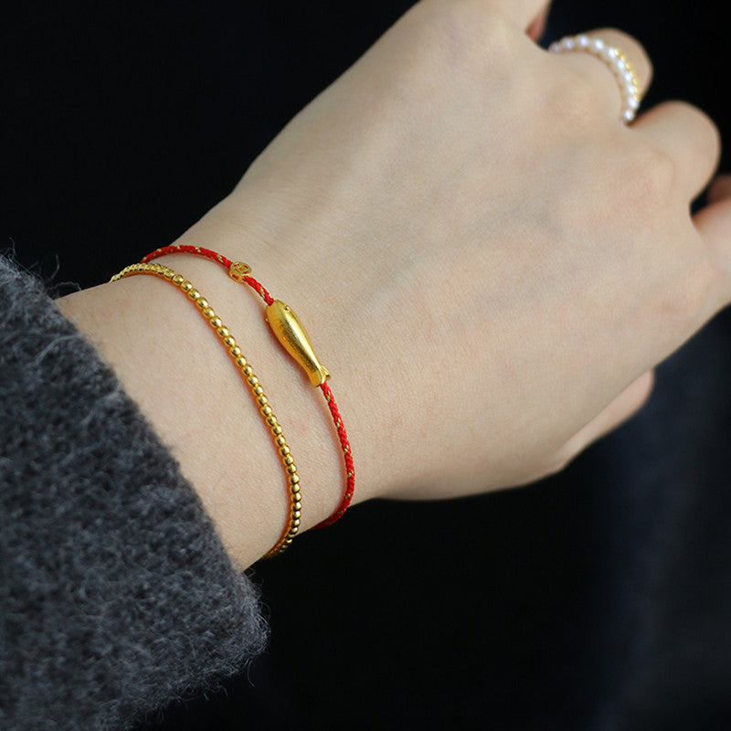 Wear FengShui 14K Gold Plated Koi Fish Luck Wealth Braided Bracelet