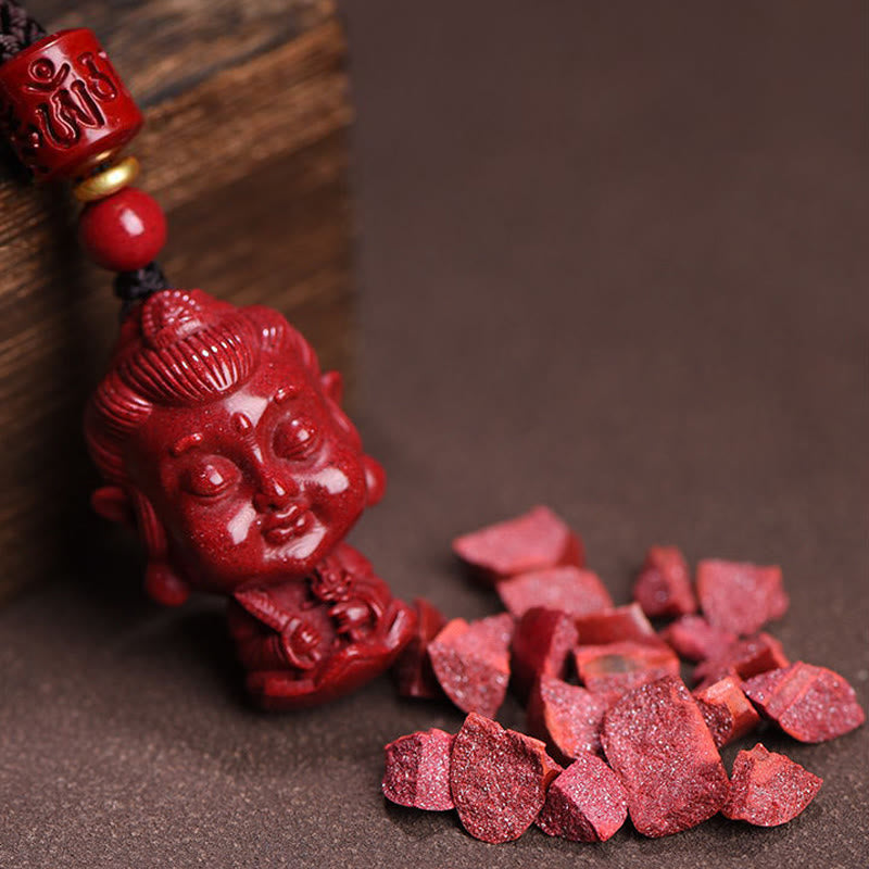 Wear FengShui Chinese Zodiac Natal Buddha Natural Cinnabar Amulet Keep Away Evil Spirits Necklace Pendant