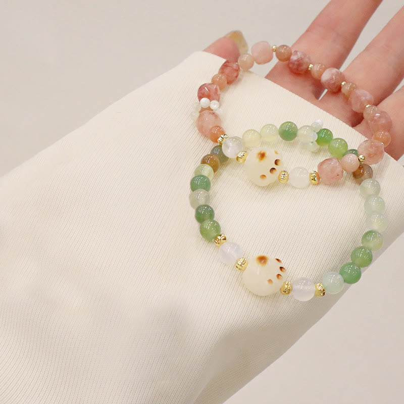 Wear FengShui Green Agate Sun Stone Cat's Eye Bodhi Seed Cat Paw Support Bracelet
