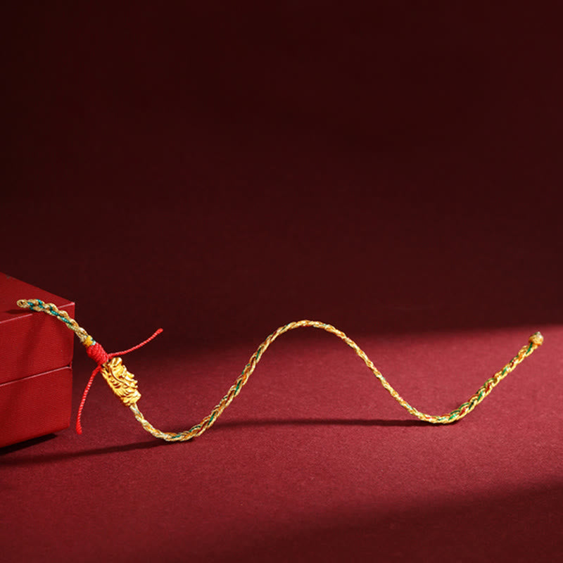 Wear FengShui Year of the Dragon Handmade Colorful Dragon Carved Success Braided Bracelet