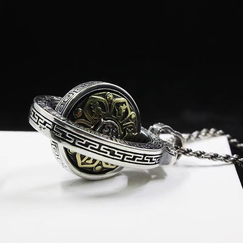 Wear FengShui Tibetan Om Mani Padme Hum Double Dorje Vajra Rotatable Purity Peace Necklace Pendant