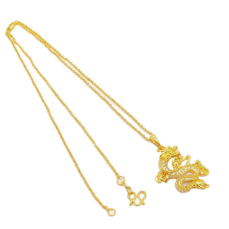 Wear FengShui Gold Dragon Protection Necklace Pendant