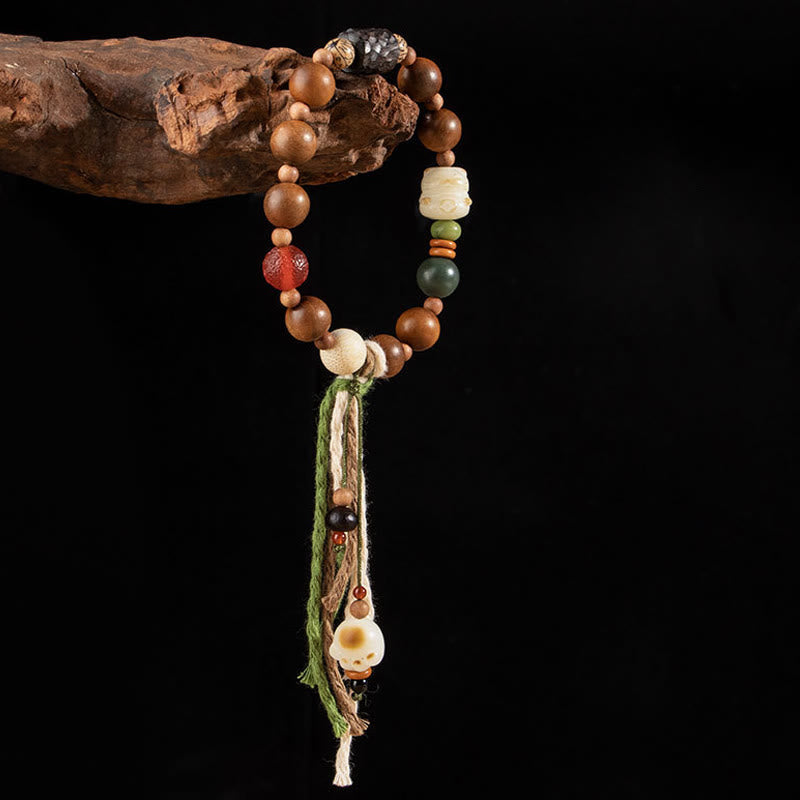 Wear FengShui Lightning Strike Wood Bodhi Seed Cat Paw Claw Auspiciousness Protection Tassel Bracelet