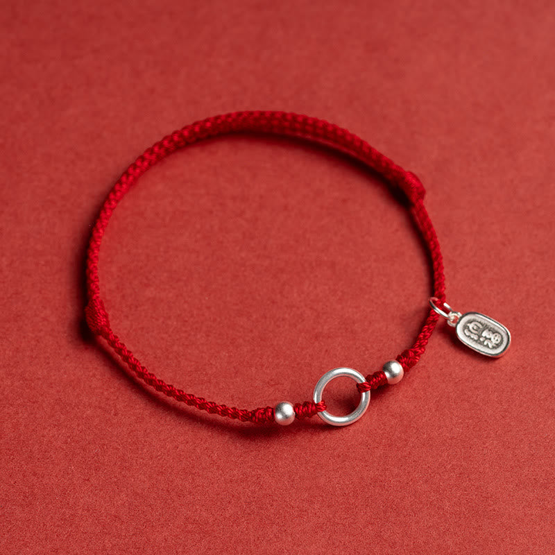 Wear FengShui 925 Sterling Silver Lucky Fortune Peace Joy Lotus Peace Buckle Red String Bracelet