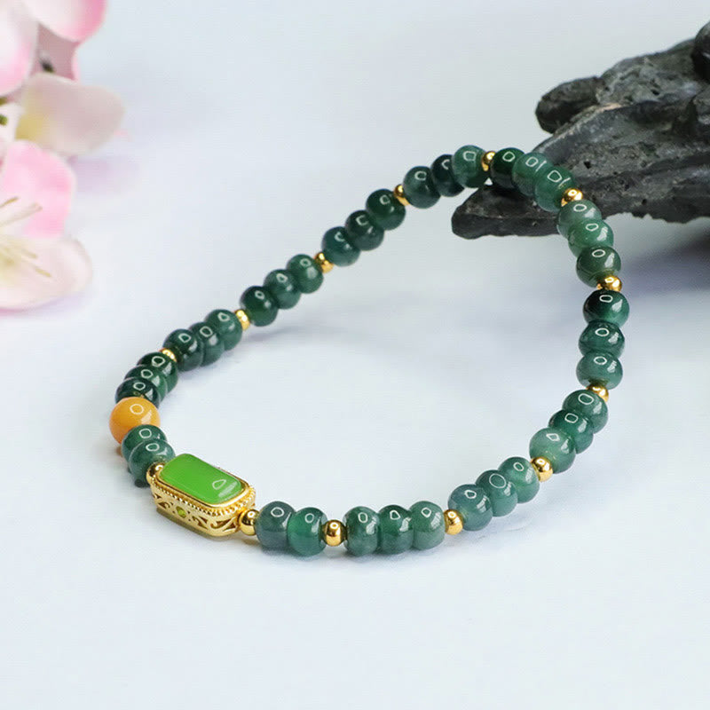 Wear FengShui Natural Green Jade Topaz Luck Bracelet