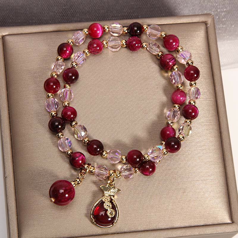 Wear FengShui Tiger Eye Pixiu Fox Money Bag Protection Self Confidence Double Wrap Bracelet