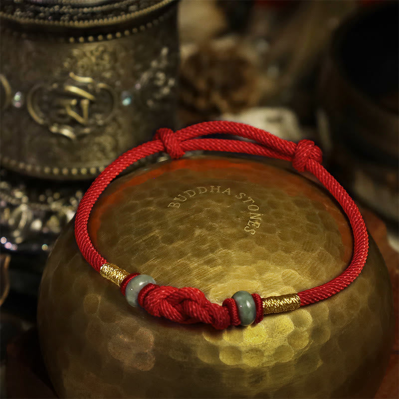 Wear FengShui Red String Jade Luck Fortune Knot Braided Couple Bracelet