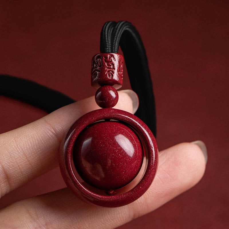 Wear FengShui Cinnabar Om Mani Padme Hum PiXiu Blessing Lucky Bead Necklace Pendant