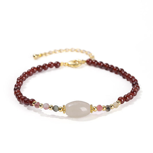 Wear FengShui Garnet Jade Tourmaline Bead Passion Bracelet