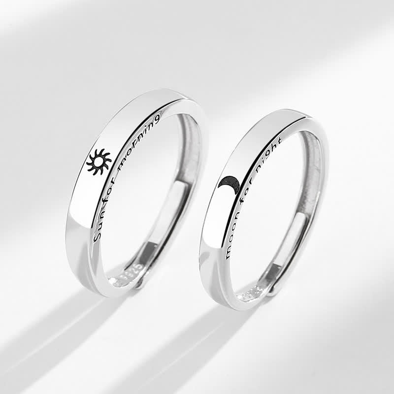Wear FengShui 925 Sterling Silver Sun Moon Protection Adjustable Couple Ring