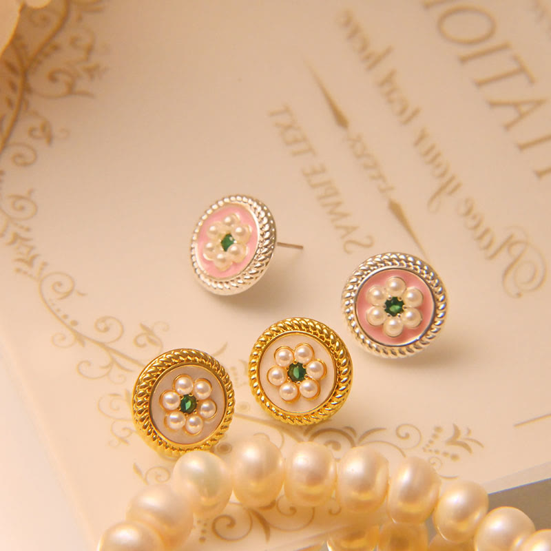 Wear FengShui Enamel Flower Luck Earrings