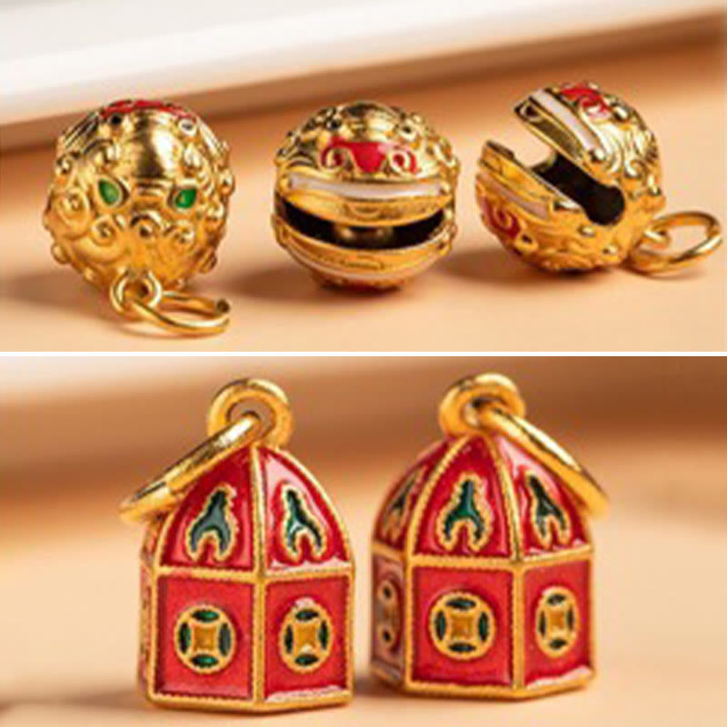 Wear FengShui Nothing to Be Superstitious Dancing Lion Copper Wealth Key Chain