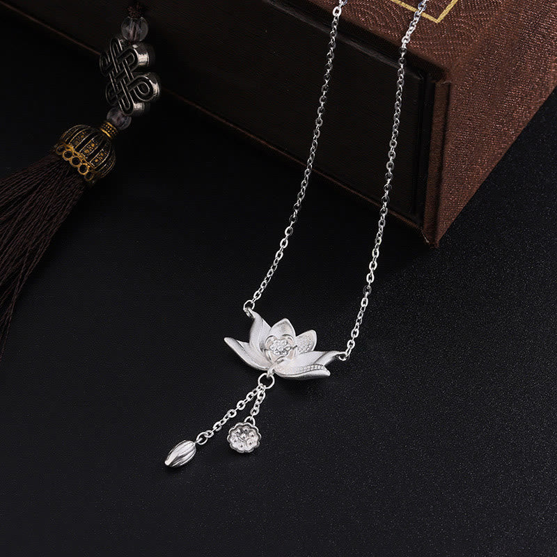 Wear FengShui 999 Sterling Silver Lotus Flower Pod Carved Enlightenment Necklace Pendant
