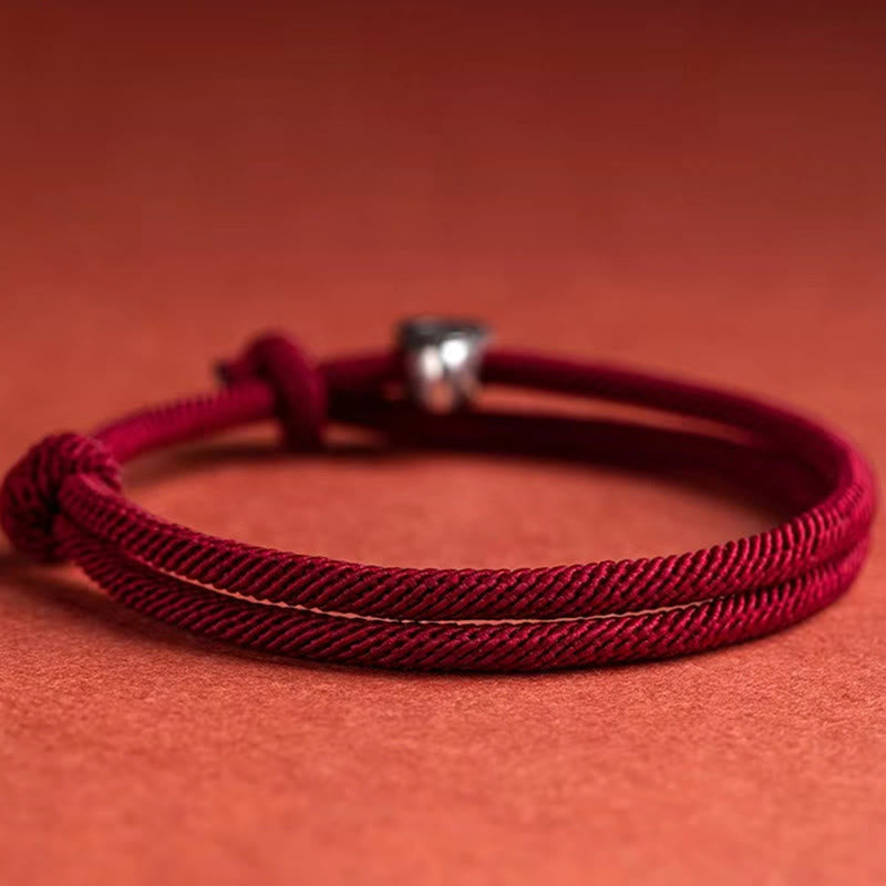 Wear FengShui 925 Sterling Silver Fu Character Blessing Handmade Braided Bracelet