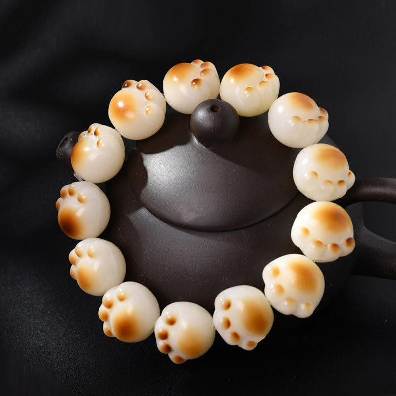 Wear FengShui Cute Cat Paw Claw Bodhi Seed Peace Bracelet