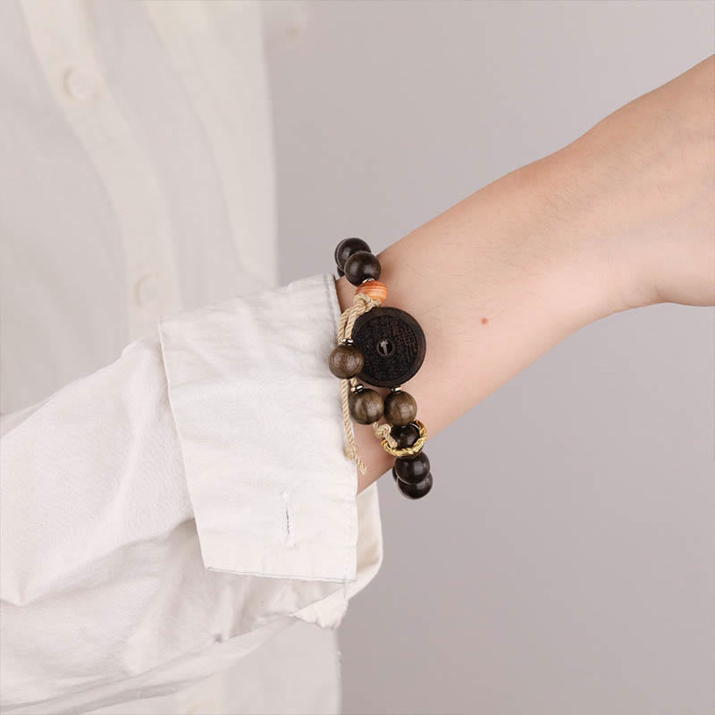 Wear FengShui Ebony Wood Mountain Ghosts Spend Money Balance Bracelet