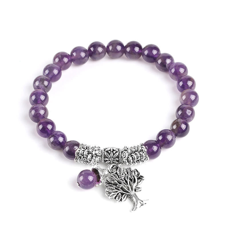 Wear FengShui Natural Gemstone Tree of Life Lucky Charm Stretch Bracelet