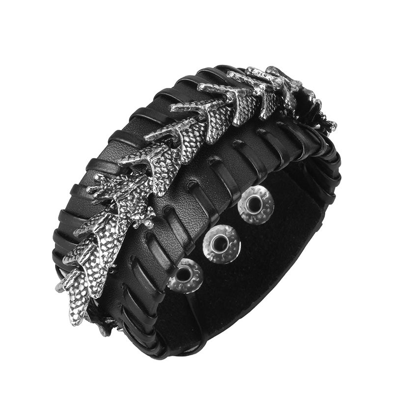 Wear FengShui Dragon Leather Protection Weave Bracelet