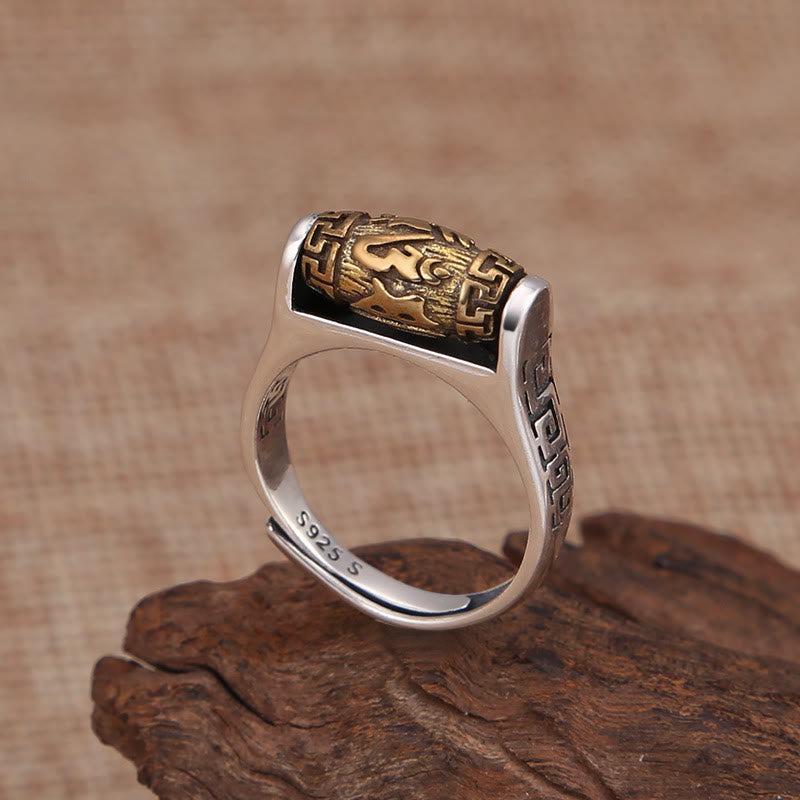 Wear FengShui Tibet Om Mani Padme Hum Carved Design Purity Rotatable Ring