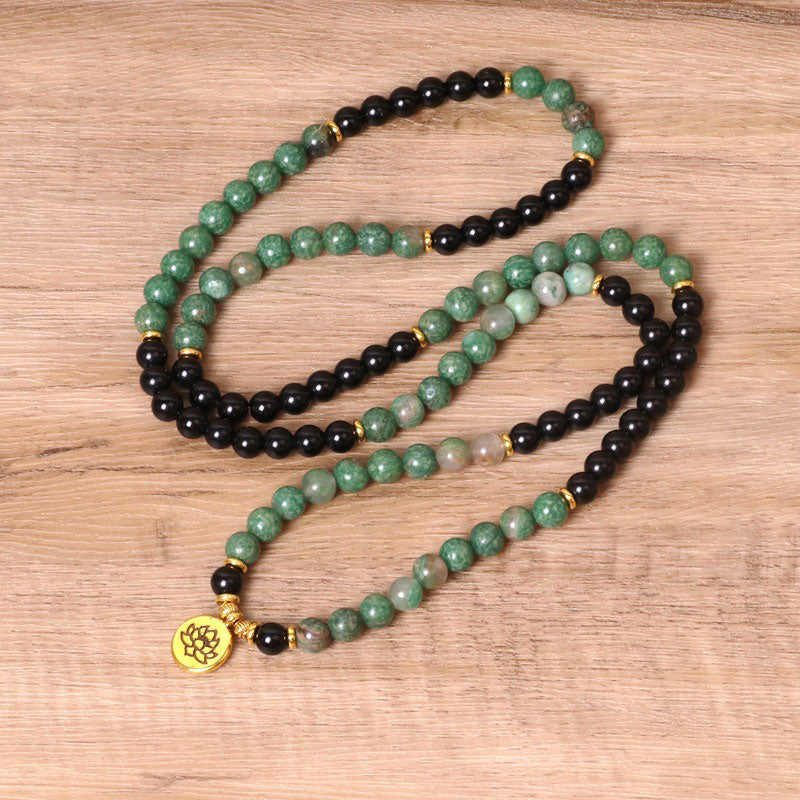 Wear FengShui 108 Beads Natural Agate Mala Healing Bracelet