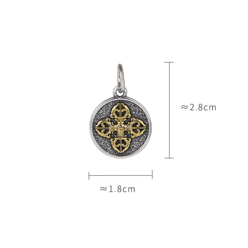 Wear FengShui 925 Sterling Silver Double Dorje Vajra Blessing Necklace Pendant