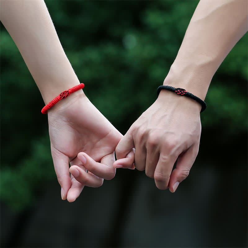 Wear FengShui 2Pcs Tibetan Luck Chinese Knot Protection String Bracelet