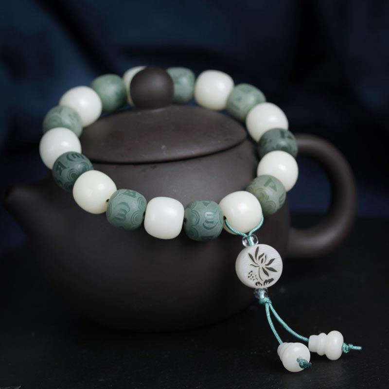 Wear FengShui White Bodhi Six True Words Protection Bracelet