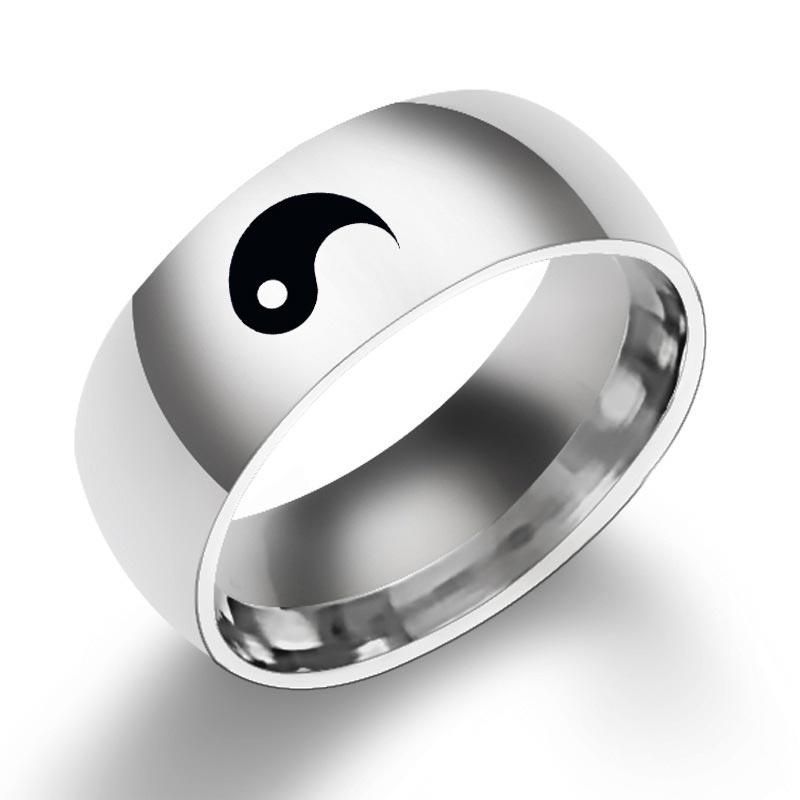 Wear FengShui Yin Yang Balance Titanium Steel Couple Ring
