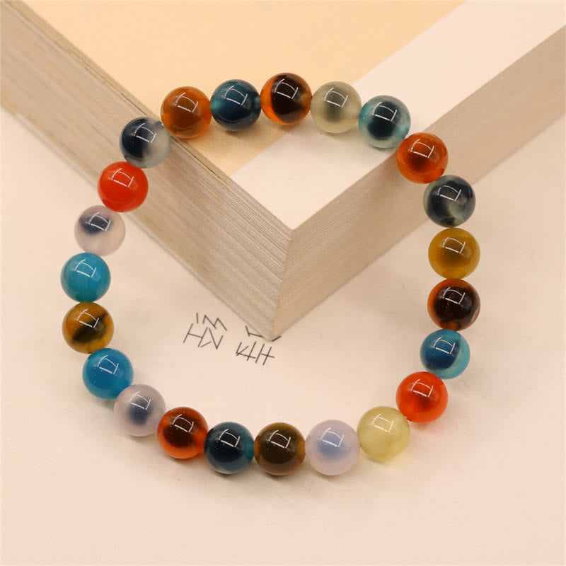 Wear FengShui Colorful Candy Agate Healing Strength Bead Bracelet