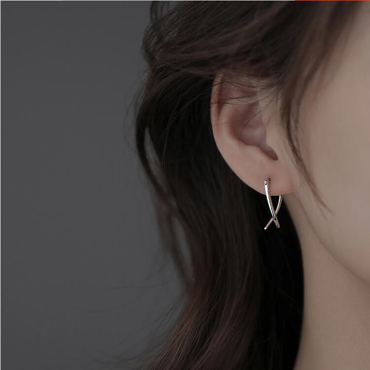Wear FengShui Geometric Cross Design Luck Hoop Earrings