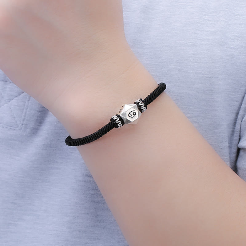 Wear FengShui 999 Sterling Silver 12 Constellations of the Zodiac Protection Handmade String Bracelet