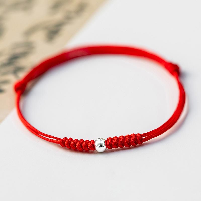 Wear FengShui 925 Sterling Silver Luck Bead Protection Red String Braided Bracelet