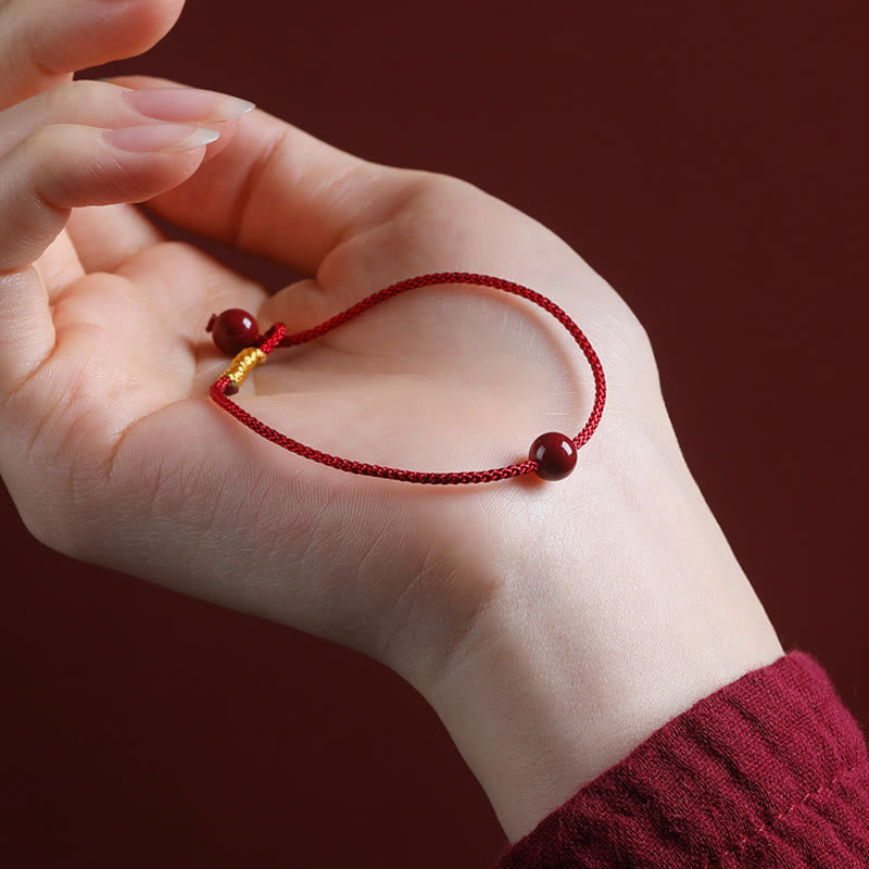 Wear FengShui Natural Cinnabar Red Agate Blessing Red String Bracelet