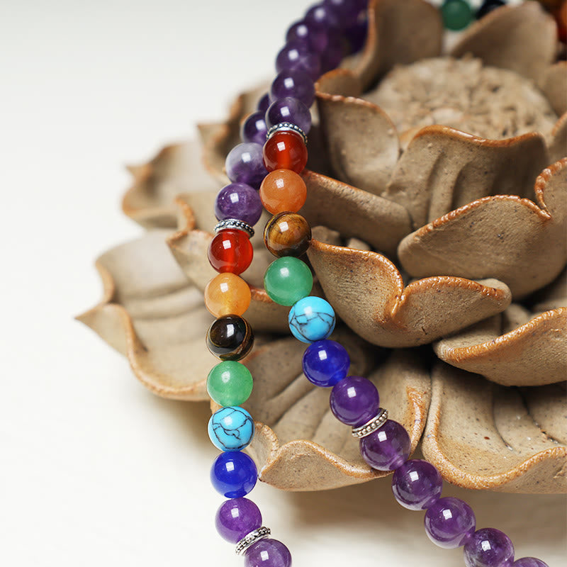 Wear FengShui Healing Crystal Mala Prayer Beads 108 Meditation Healing Multilayer Bracelet Necklace