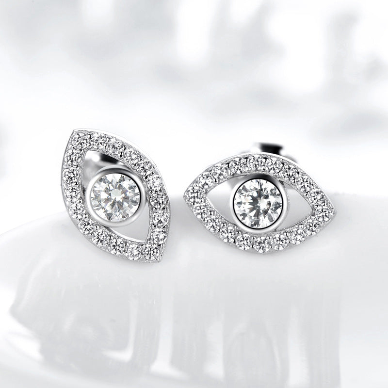 Wear FengShui 925 Sterling Silver Evil Eye Symbol Protection Stud Earrings