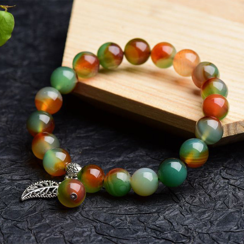 Wear FengShui Tibetan Natural Green Agate Healing Bracelet