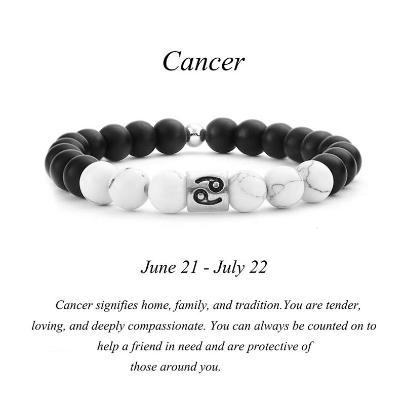 Wear FengShui 12 Constellations of the Zodiac Natural Frosted Stone White Turquoise Bead Fortune Bracelet