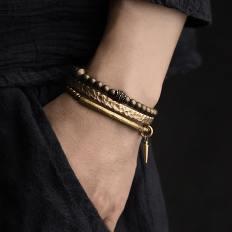 Wear FengShui Lava Rock Stone Copper Balance Cuff Bracelet Bangle