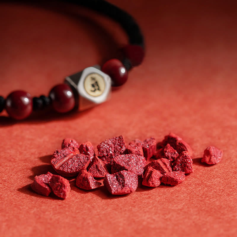 Wear FengShui 925 Sterling Silver Chinese Zodiac Natal Buddha Cinnabar Calm Bracelet