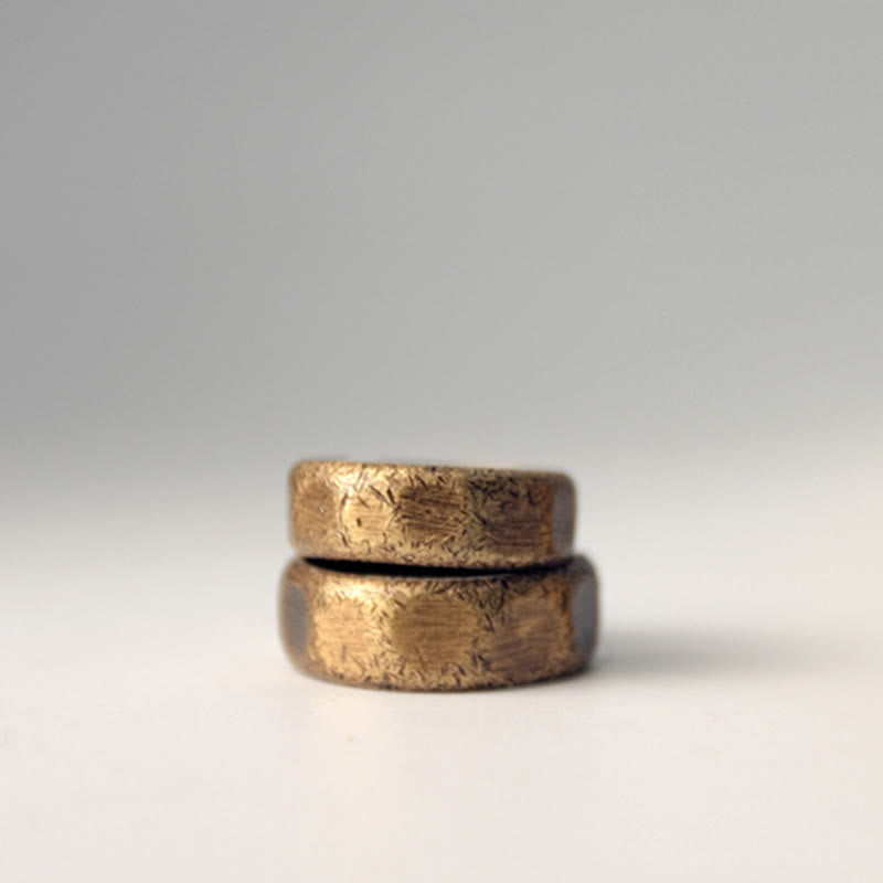 Wear FengShui Tibetan Simple Design Copper Brass Frosted Wealth Ring
