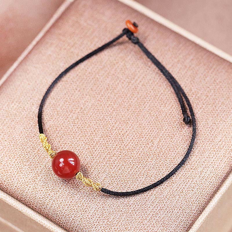 Wear FengShui Natural Red Agate Chalcedony Self-acceptance Confidence String Bead Bracelet Necklace Pendant