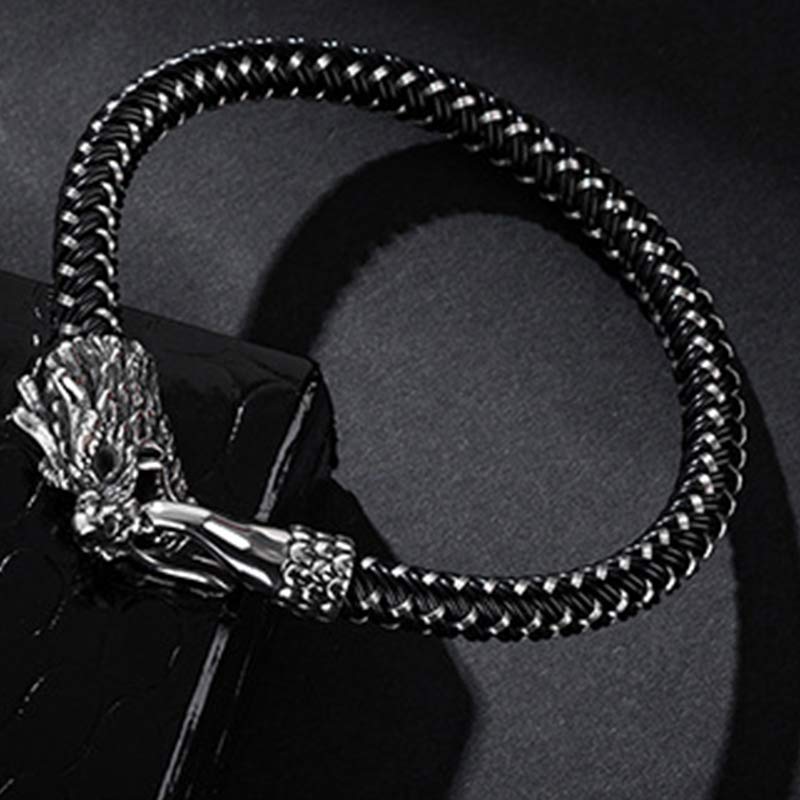 Wear FengShui Dragon Titanium Steel Protection Luck Bracelet