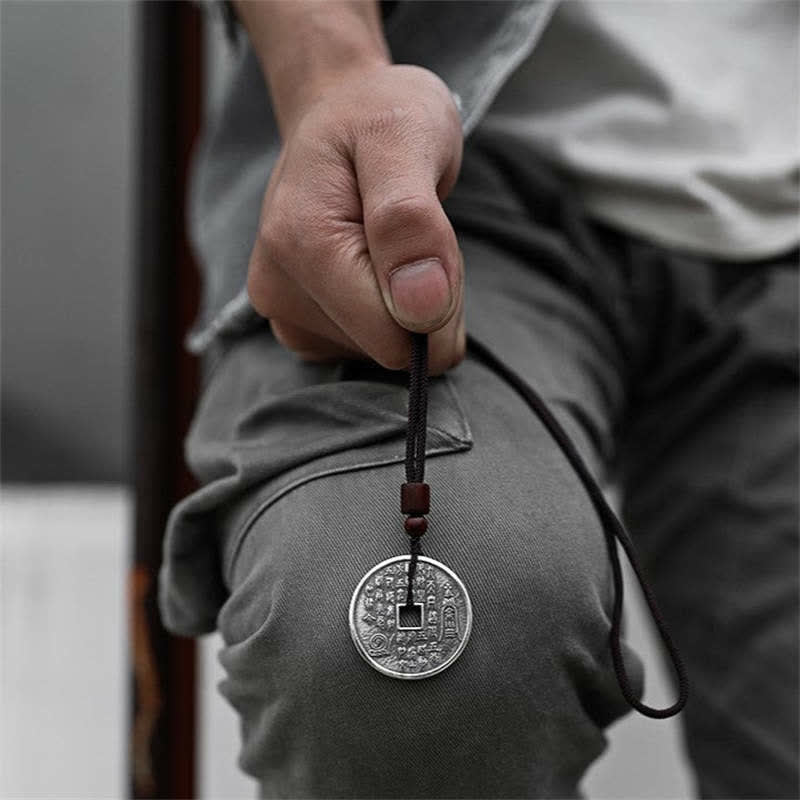 Wear FengShui Bagua Yin Yang Copper Coin Star Balance Energy Necklace Pendant