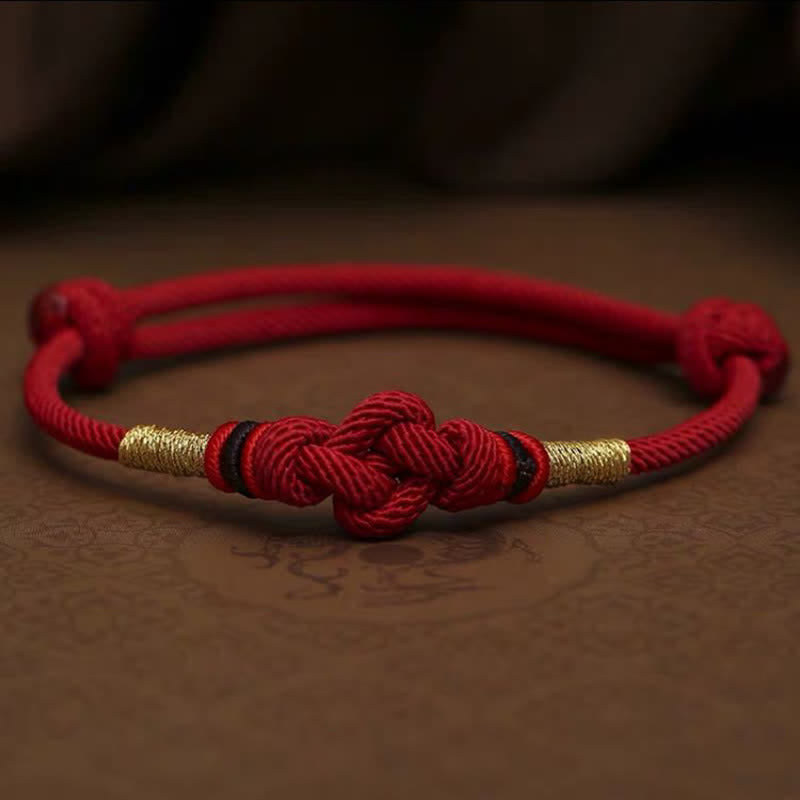 Wear FengShui Red String Jade Luck Fortune Knot Braided String Bracelet
