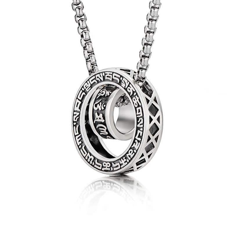 Wear FengShui Tibetan Om Mani Padme Hum Carved Peace Purity Chain Necklace Pendant