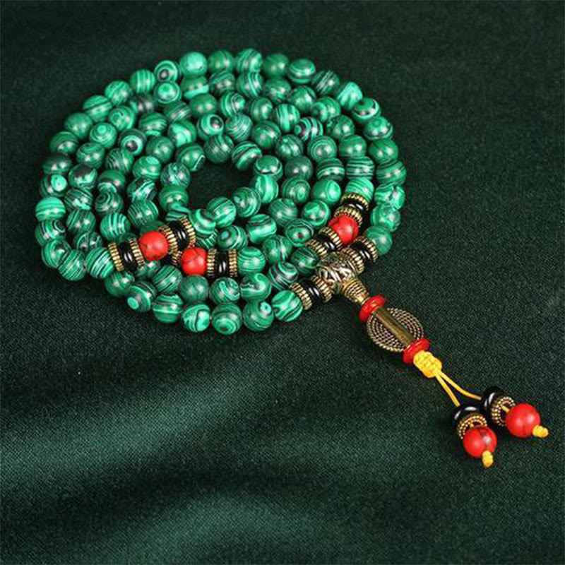 Wear FengShui Tibetan 108 Mala Malachite Beads Bracelet Necklace